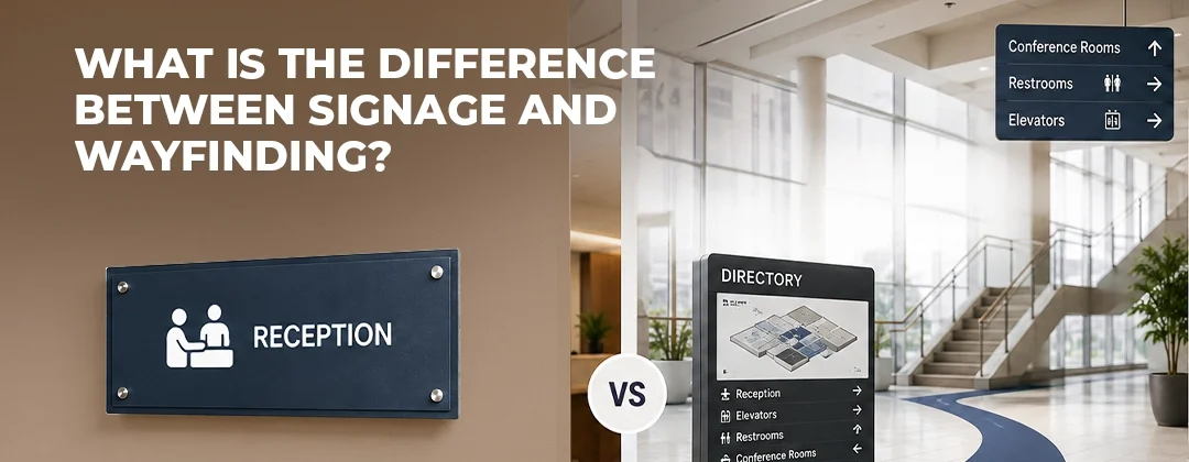What is the difference between signage and wayfinding - reception sign vs directory wayfinding system